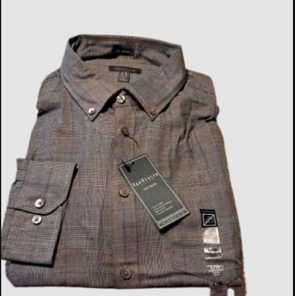 👍NWT Van Heusen Gray Long Sleeve Button-Front Shirt NWT - Picture 1 of 7